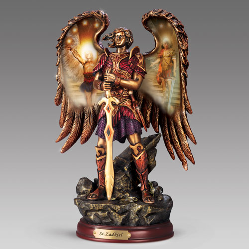 ROCK OF GOD Bronze Archangel Figurine Bradford Exchange Angel ZURIEL.